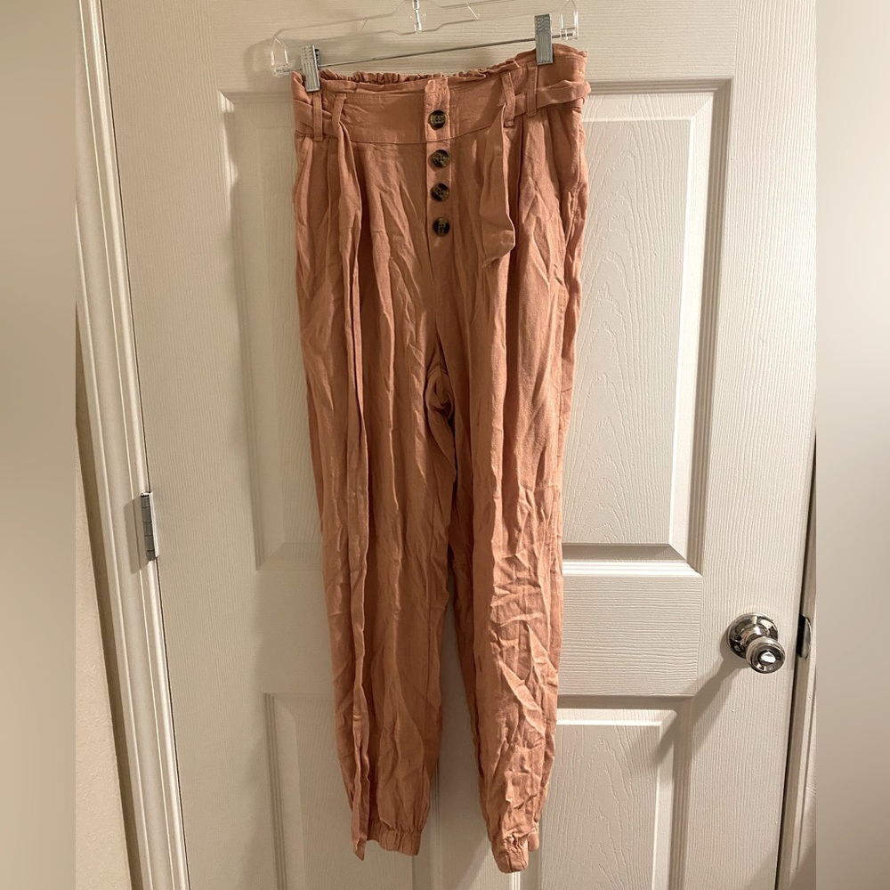 Pink American Eagle paper bag pants, size S
